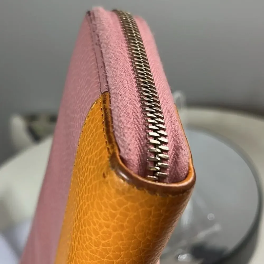 GUCCI Japan Exclusive Pink & Orange Leather Bamboo Zip Long Wallet $950 COA EUC - Picture 12 of 16